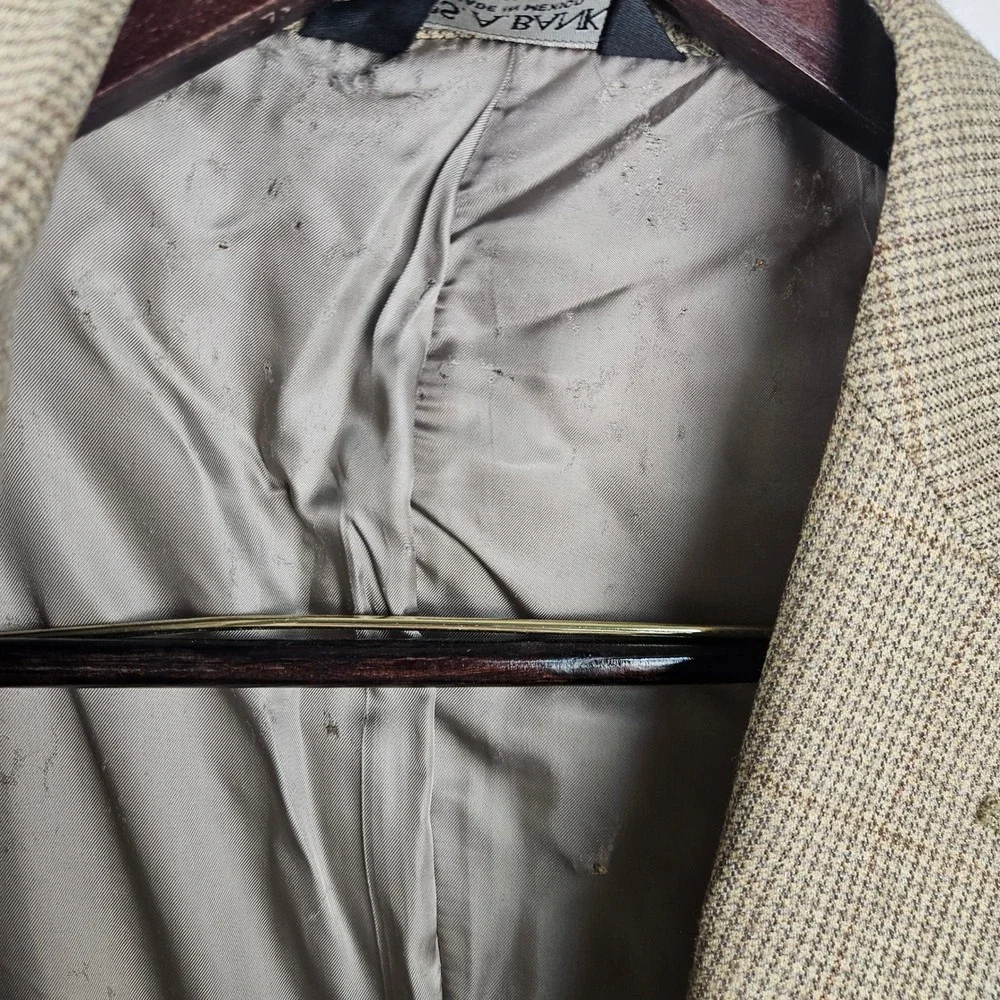 Jos. A. Bank Signature Collection Gordon Blazer 39R‎ Tan Wool Houndstooth Coat